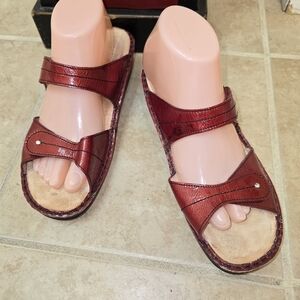 Finn Comfort Red Strappy Velcro Closure Sandals